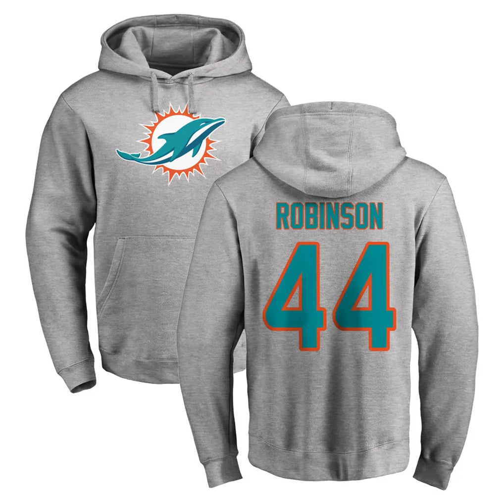 M.Dolphins #44 Chop Robinson Player Gray LOGO Pullover Hoodies Limited Edoa Stitched Jerseys