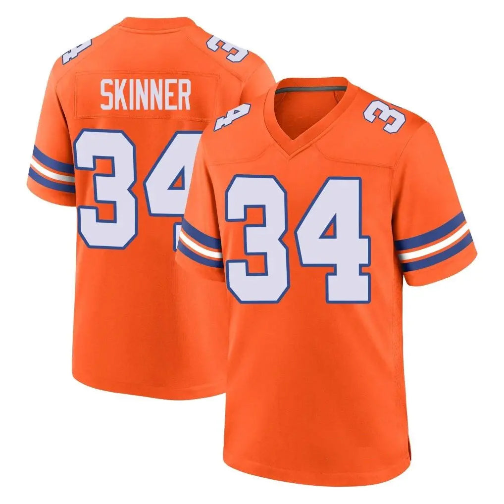 D.Broncos #34 JL Skinner Player Orange Alternate Collection Throwback Game Edoa Stitched Jerseys