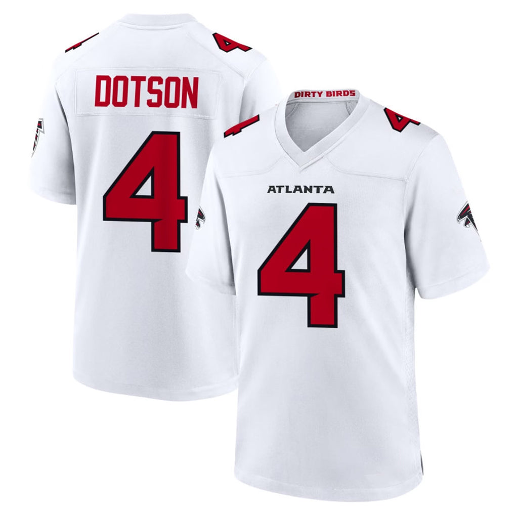 A.Falcons #4 Jahan Dotson Player White Team Color Home Game Edoa Stitched Jerseys