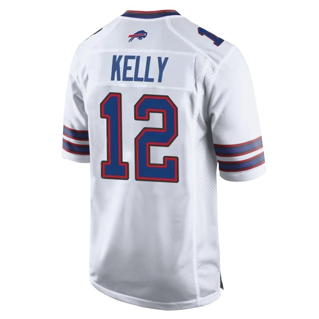 B.Bills #12 Jim Kelly Player White Home Game Edoa Stitched Jerseys