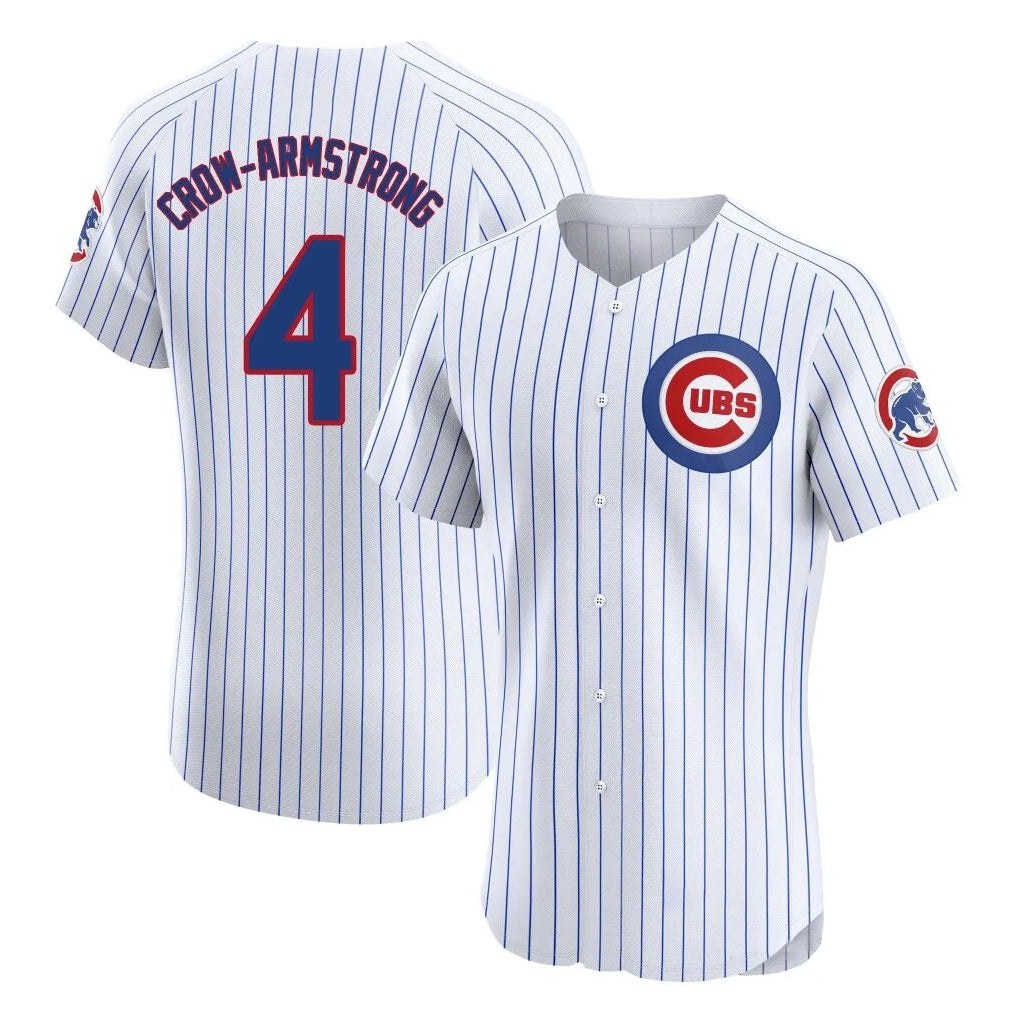 C.Cubs #4 Pete Crow-Armstrong Player White Limited Elite Home Game Edoa Stitched Jerseys
