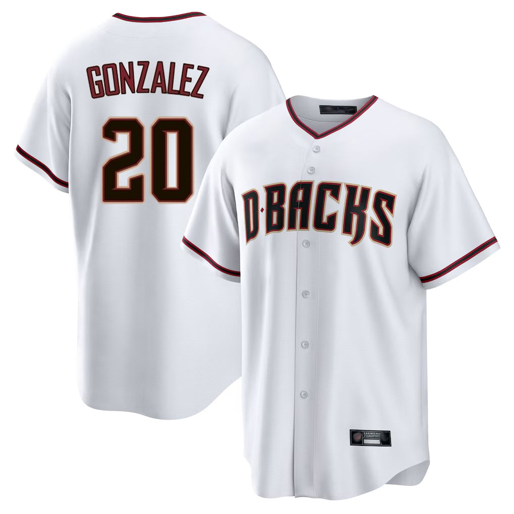 A.Diamondbacks #20 Luis Gonzalez Player White Home Game Edoa Stitched Jerseys