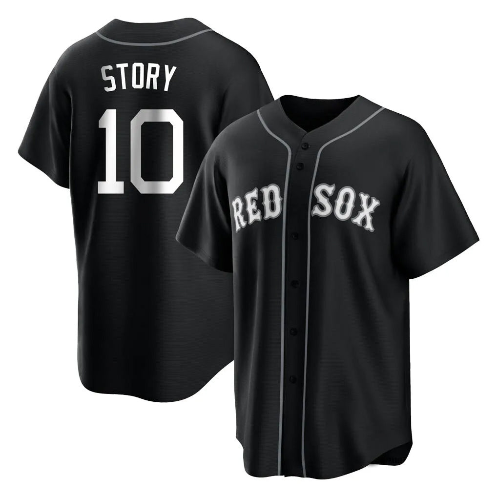 B.Red Sox #10 Trevor Story Player Black Home Game Edoa Stitched Jerseys