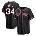 B.Red Sox #34 David Ortiz Player Black Out Home Game Edoa Stitched Jerseys
