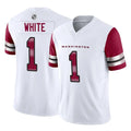 W.Commanders #1 Rachaad White Player White Vapor F.U.S.E. Limited Home Game Edoa Stitched Jerseys