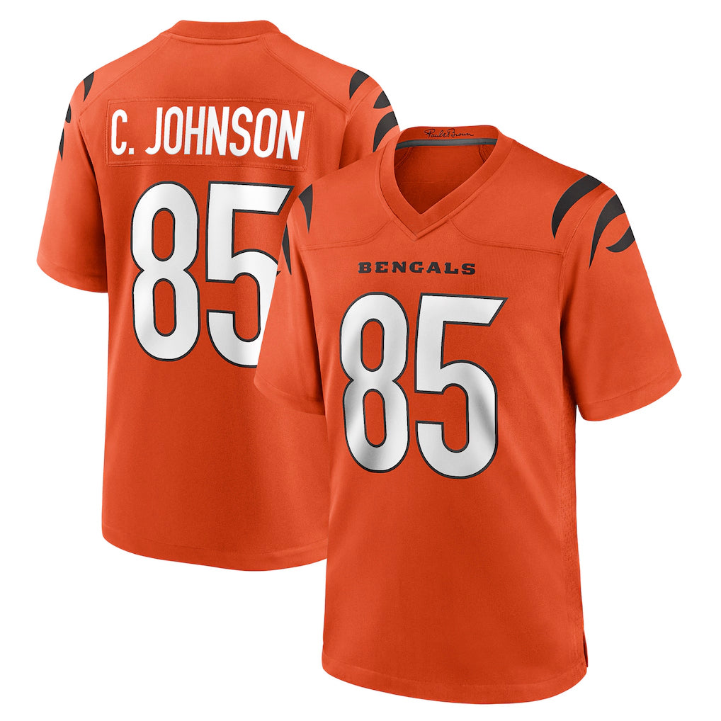 C.Bengals #85 Chad Johnson Player Orange Home Game Edoa Stitched Jerseys