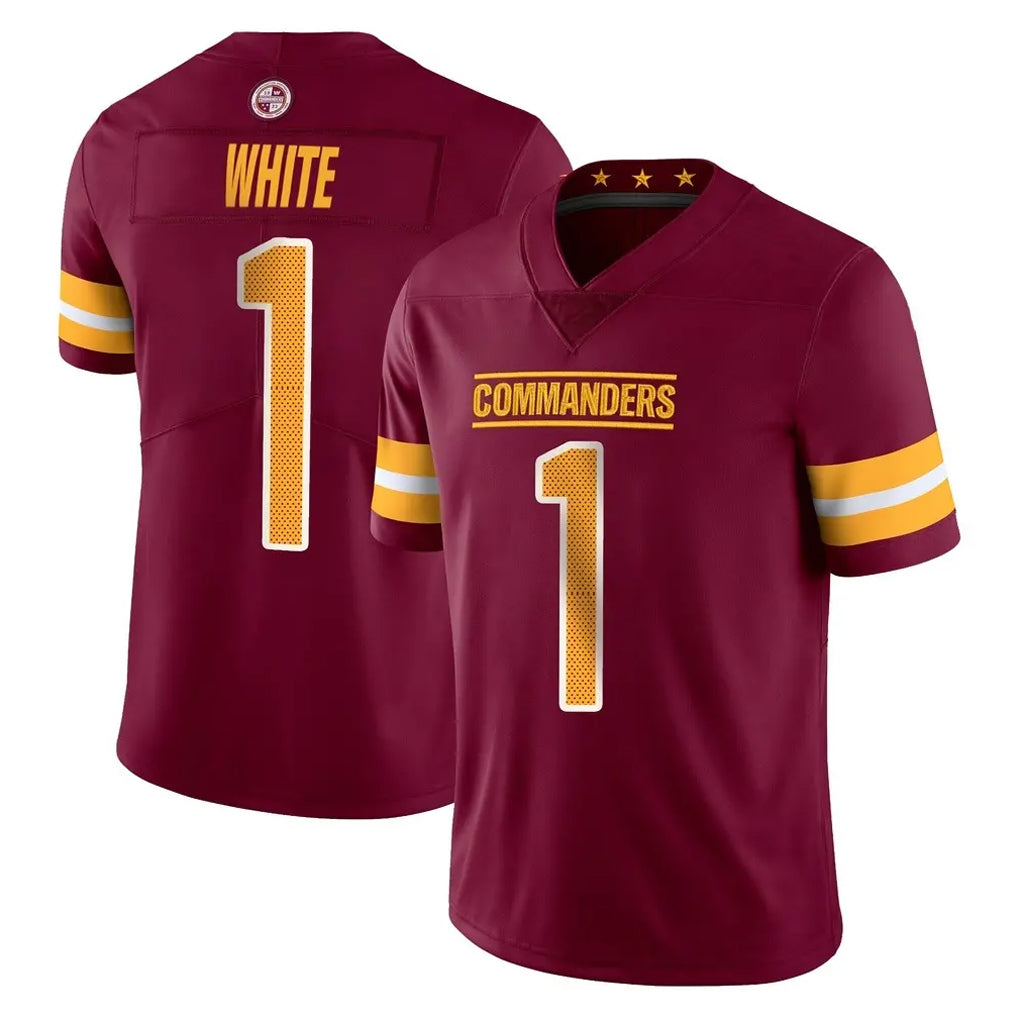 W.Commanders #1 Rachaad White Player Burgundy Limited Vapor Home Game Edoa Stitched Jerseys