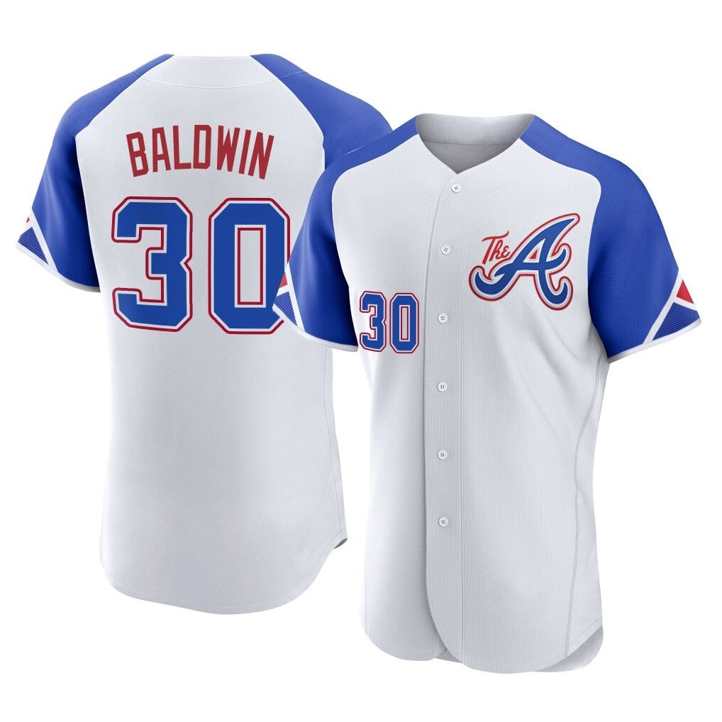 A.Braves #30 Drake Baldwin Player White City Connect Limited Elite Home Game Edoa Stitched Jerseys