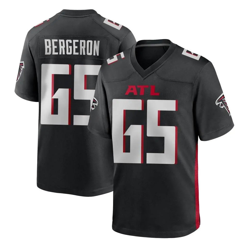 A.Falcons #65 Matthew Bergeron Player Black Home Game Edoa Stitched Jerseys