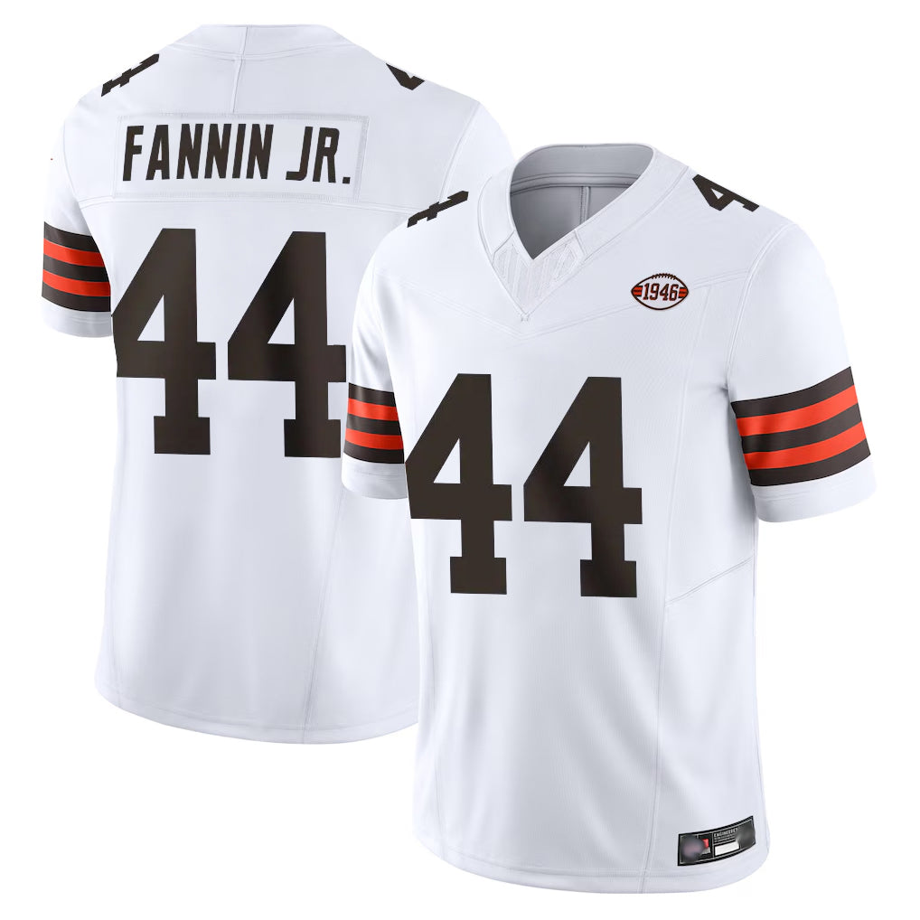 C.Browns #44 Harold Fannin Jr. Player White Vapor F.U.S.E. Limited Home Game Edoa Stitched Jerseys