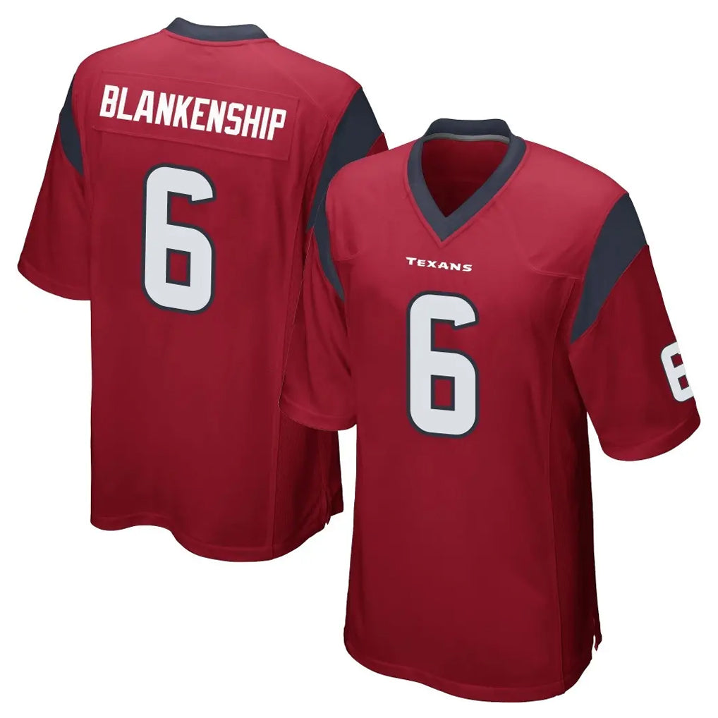 H.Texans #6 Reed Blankenship Player Red Home Game Edoa Stitched Jerseys