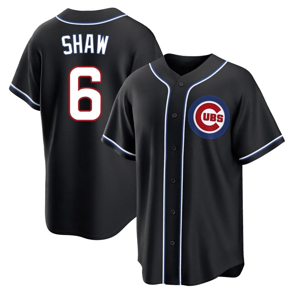 C.Cubs #6 Matt Shaw Player Black Fashion Out Game Edoa Stitched Jerseys