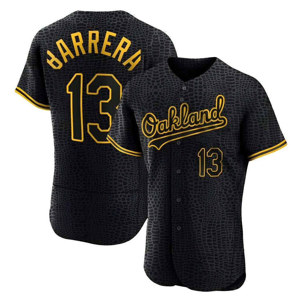 Athletics #13 Luis Barrera Player Black Snake Skin City Limited Elite Home Game Edoa Stitched Jerseys