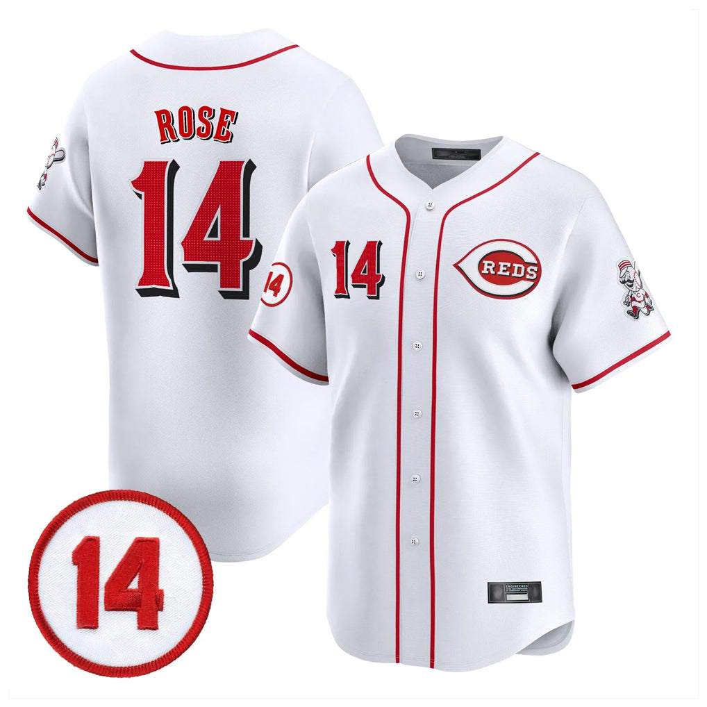 C.Reds #14 Pete Rose Player White Vapor Premier Limited Home Edoa Stitched Jerseys