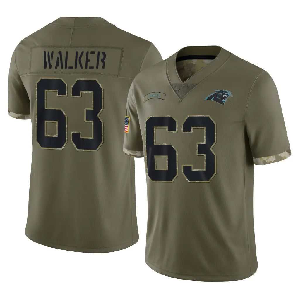 C.Panthers #63 Rasheed Walker Player Olive Salute to Service Game Edoa Stitched Jerseys