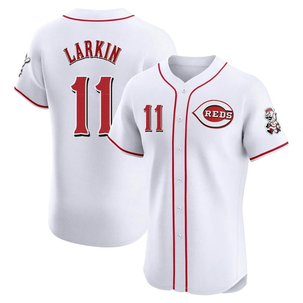 C.Reds #11 Barry Larkin Player White Limited Elite Home Edoa Stitched Jerseys