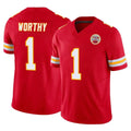 KC.Chiefs #1 Xavier Worthy Player Red Limited Vapor F.U.S.E. Home Game Edoa Stitched Jerseys