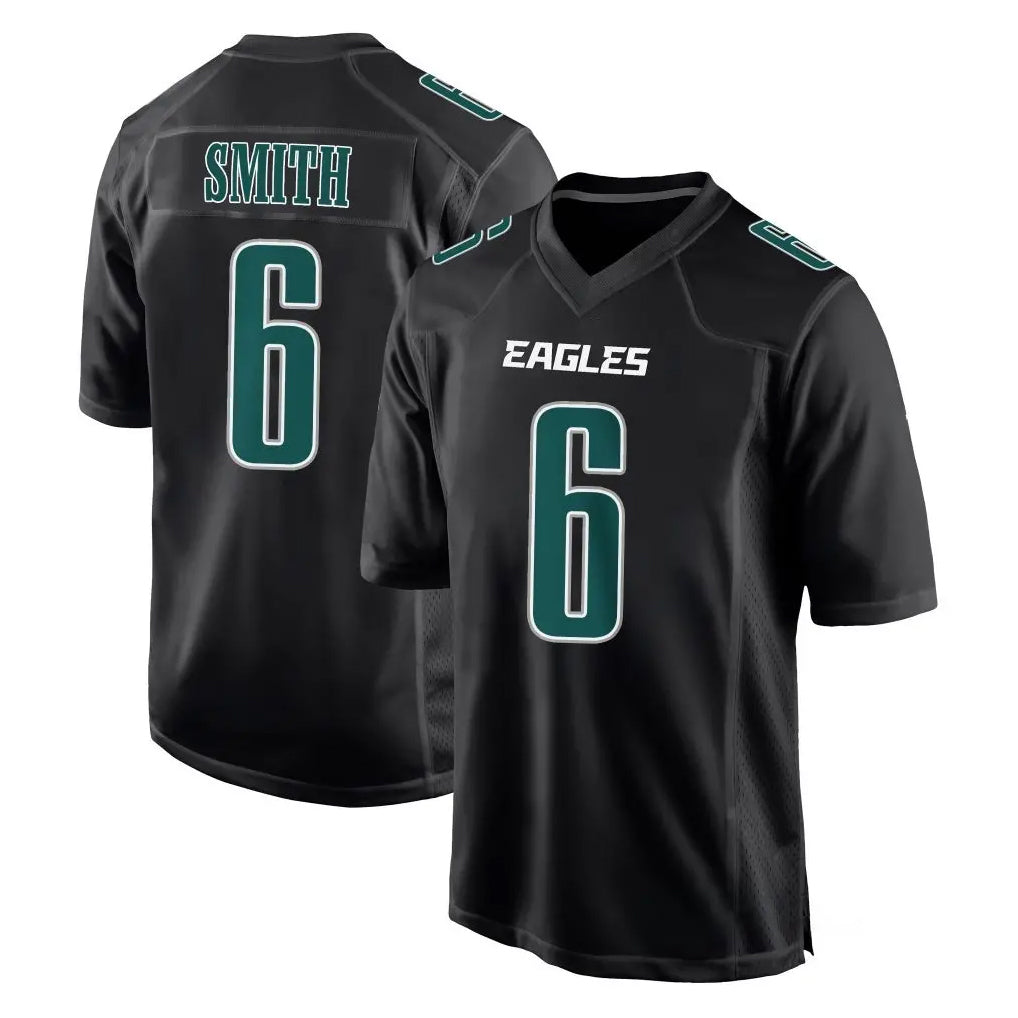 P.Eagles #6 DeVonta Smith Player Carbon Black Fashion Home Game Edoa Stitched Jerseys
