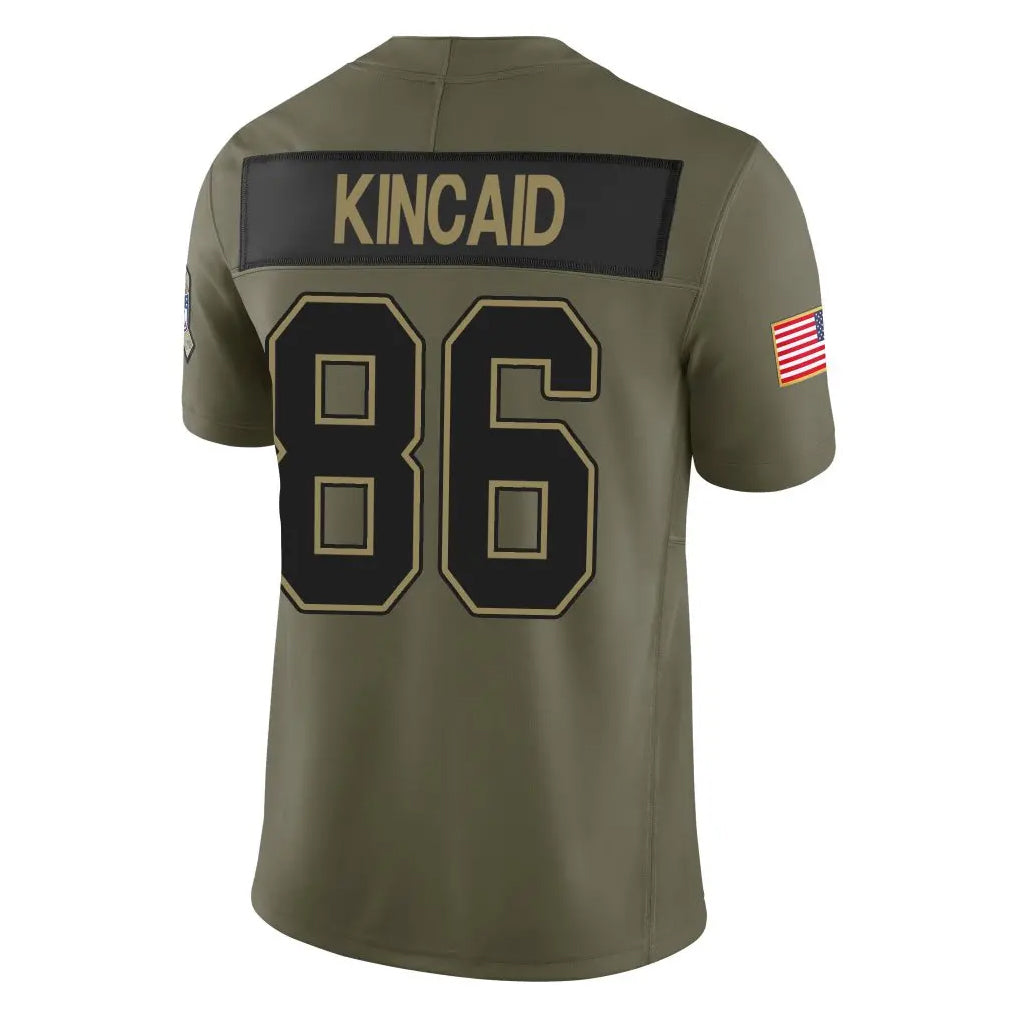 B.Bills #86 Dalton Kincaid Player Olive Salute to Service Limited Home Game Edoa Stitched Jerseys