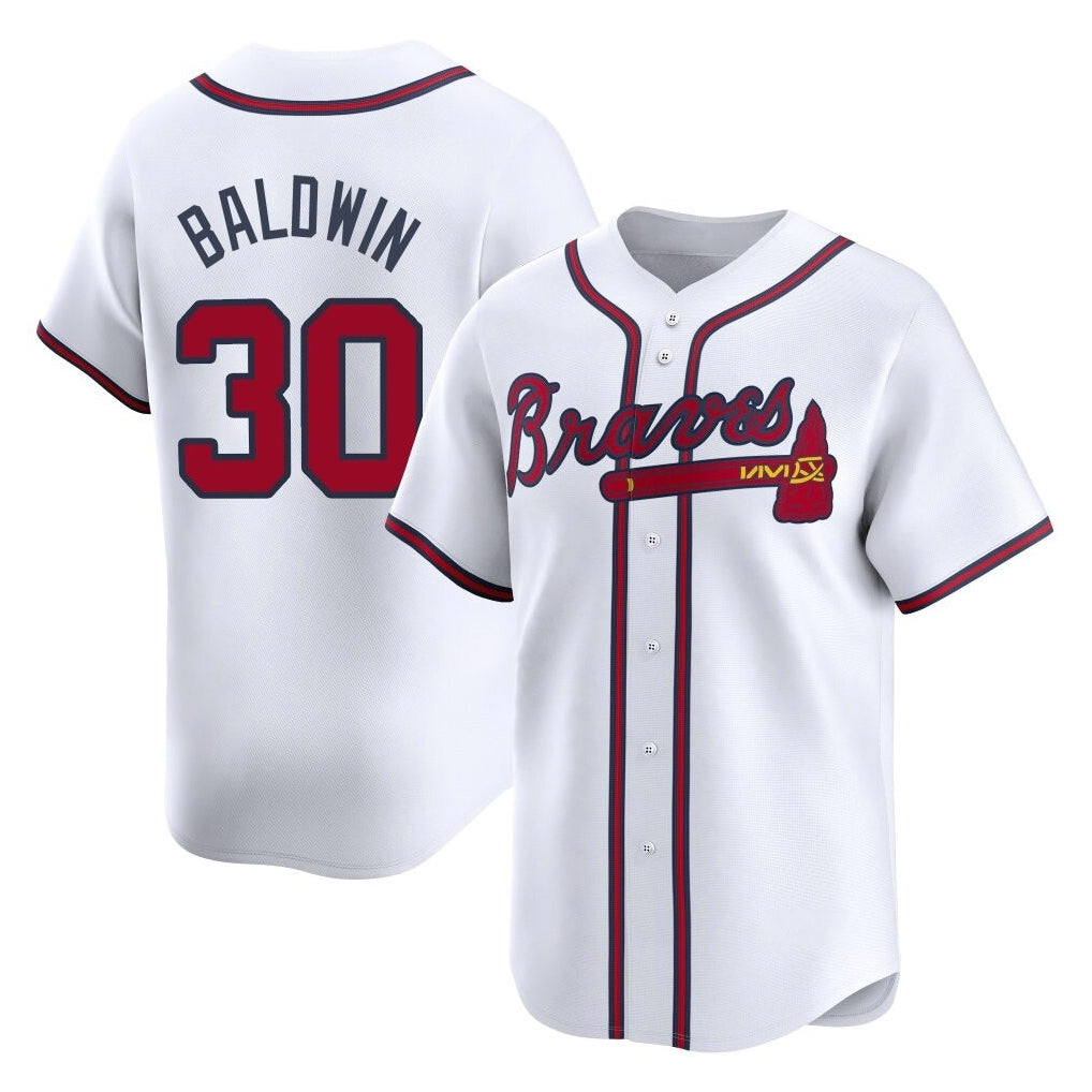 A.Braves #30 Drake Baldwin Player White Limited Home Game Edoa Stitched Jerseys