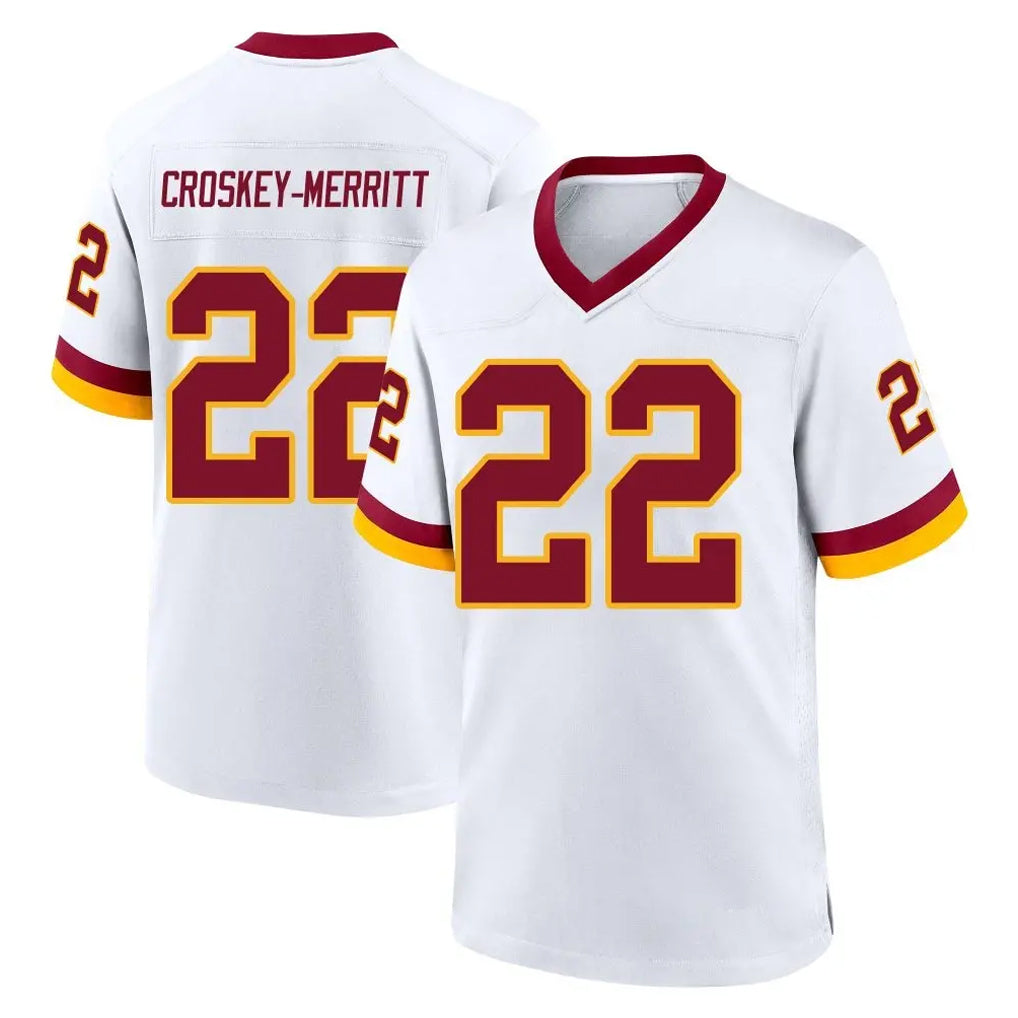 W.Commanders #22 Jacory Croskey-Merritt Player White Home Game Edoa Stitched Jerseys