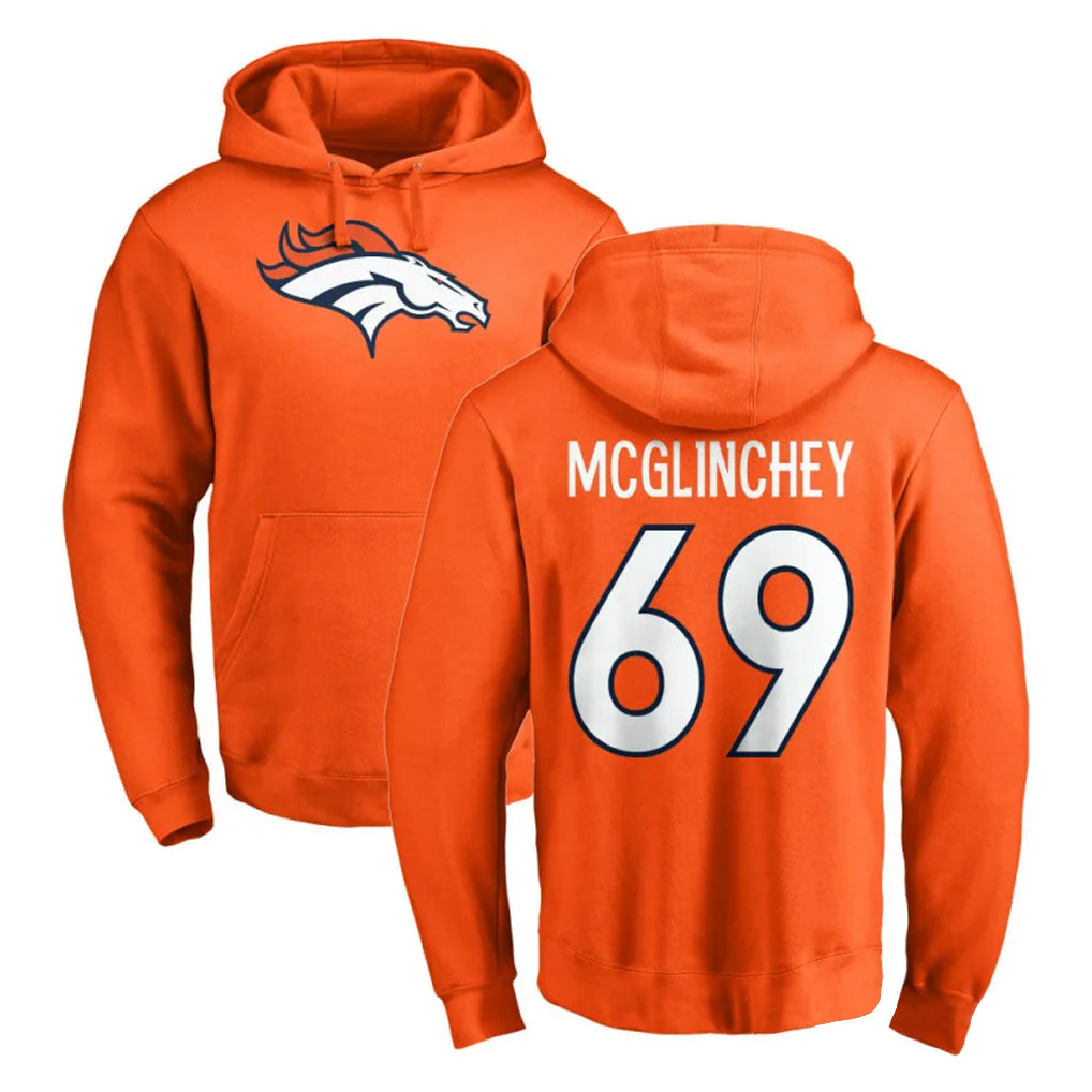 D.Broncos #69 Mike McGlinchey Player Orange Pullover Hoodie Limited Edoa Stitched Jerseys