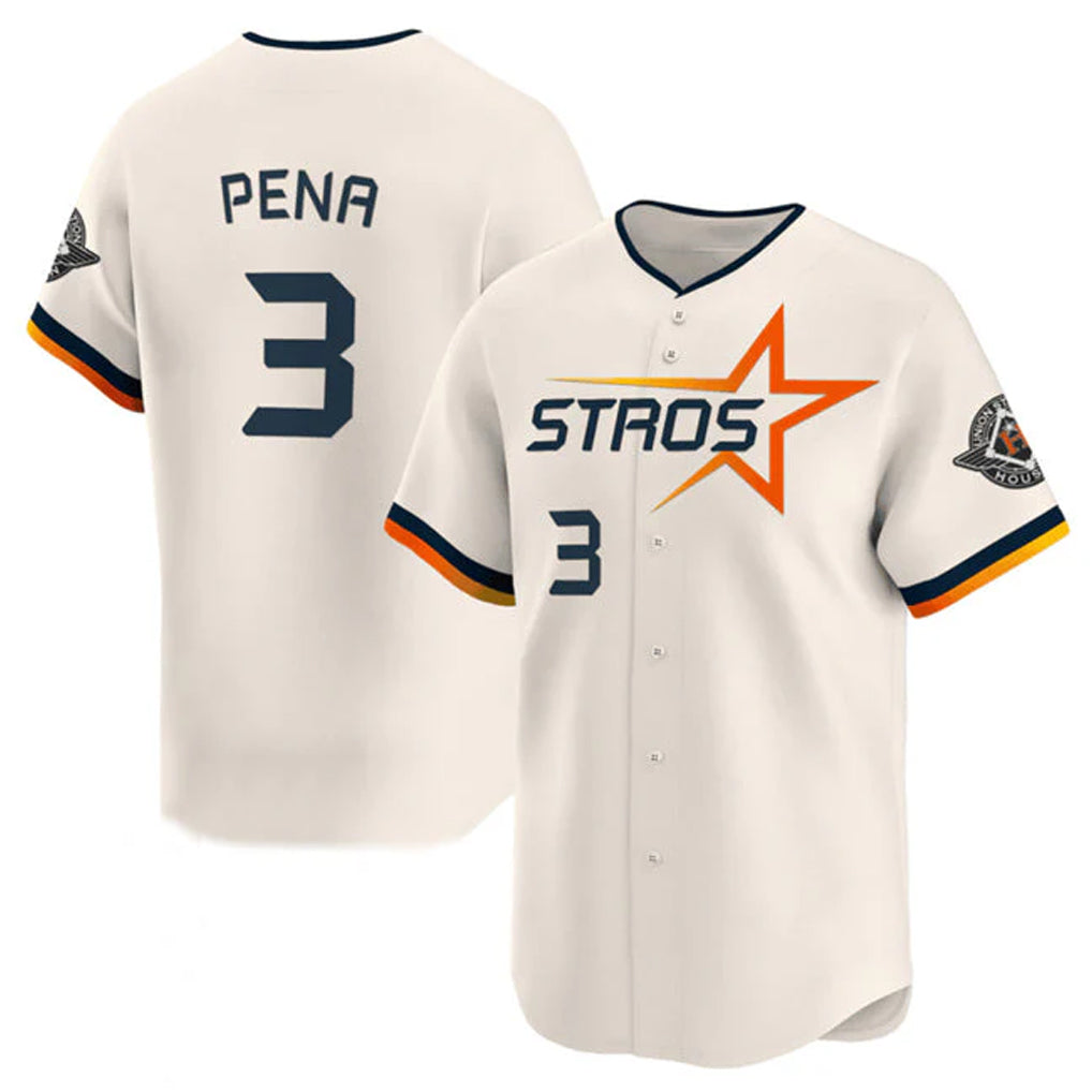 H.Astros #3 Jeremy Pe?a Player Cream Limited Home Edoa Stitched Jerseys