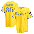 B.Red Sox #35 Garrett Crochet Player Yellow Home Game Edoa Stitched Jerseys