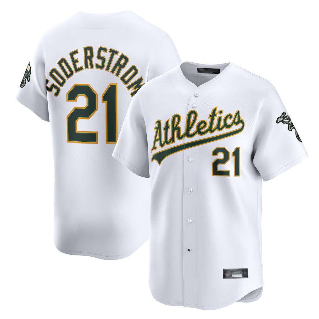 Athletics #21 Tyler Soderstrom Player White Limited Home Game Edoa Stitched Jerseys