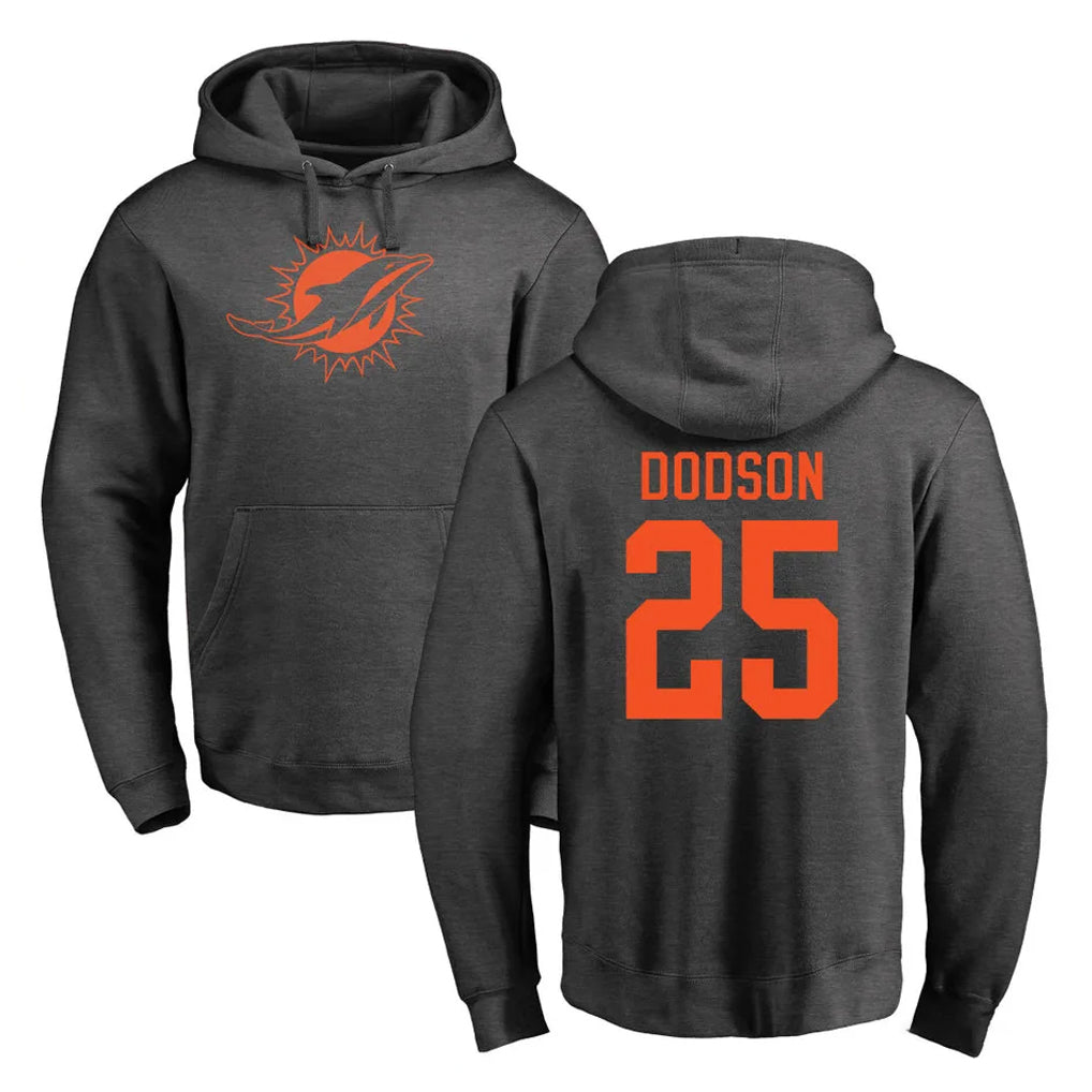 M.Dolphins #25 Tyrel Dodson Player Darkgray Pullover Hoodies Limited Edoa Stitched Jerseys
