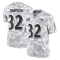 B.Ravens #32 Trenton Simpson Player Arctic Camo Salute to Service Limited Edoa Stitched Jerseys
