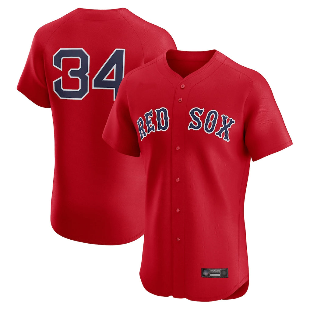 B.Red Sox #34 David Ortiz Player Red Limited Elite Home Game Edoa Stitched Jerseys