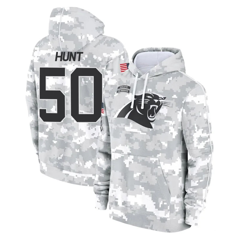 C.Panthers #50 Robert Hunt Player Arctic Camo Salute to Service Pullover Hoodies Limited Game Edoa Stitched Jerseys