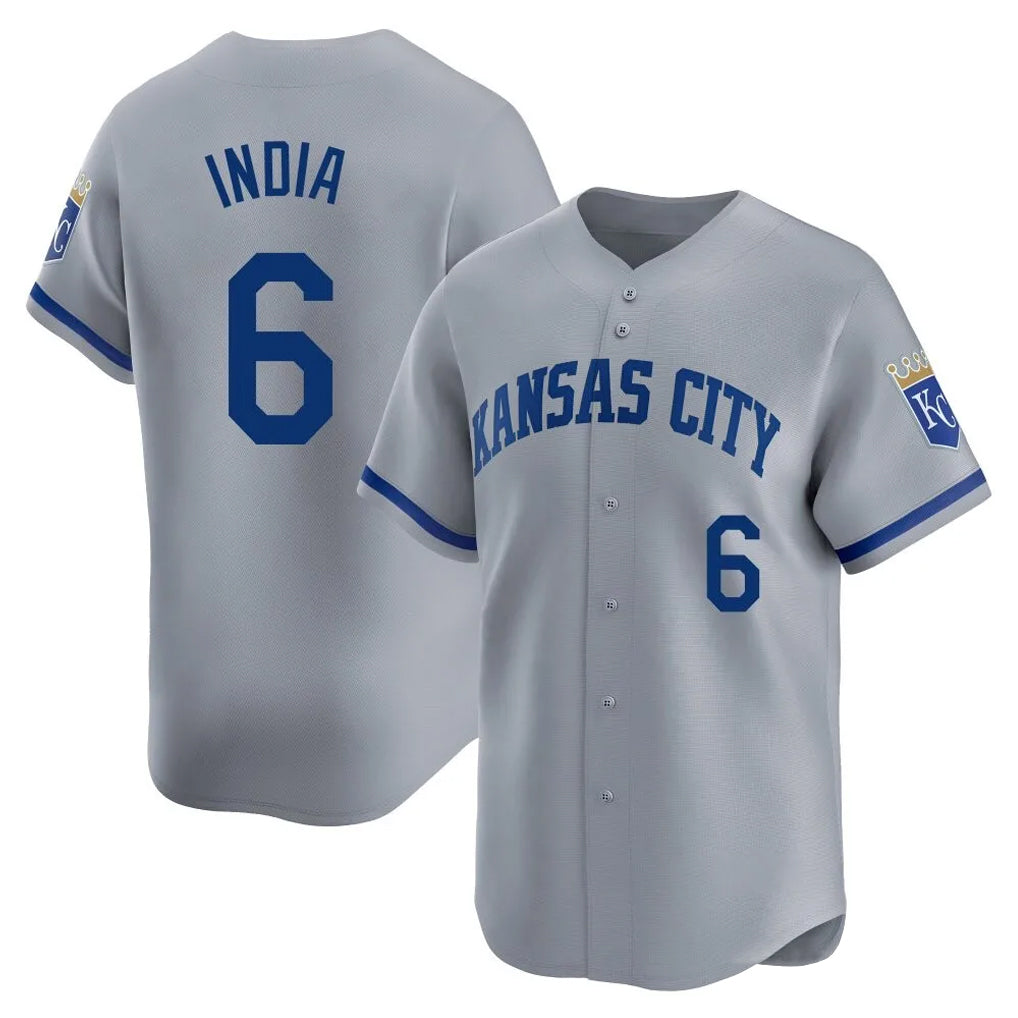 KC.Royals #6 Jonathan India Player Gray Limited Home Edoa Stitched Jerseys