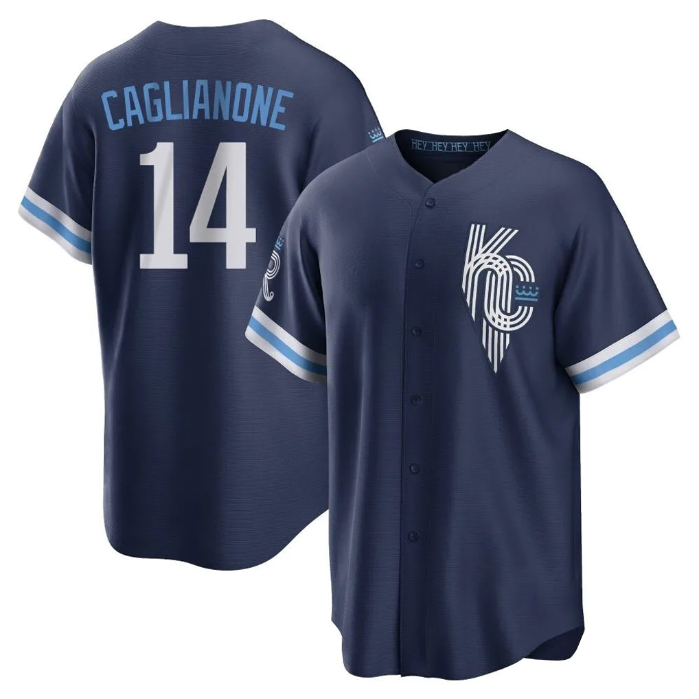 KC.Royals #14 Jac Caglianone Player Navy City Connect Home Game Edoa Stitched Jerseys