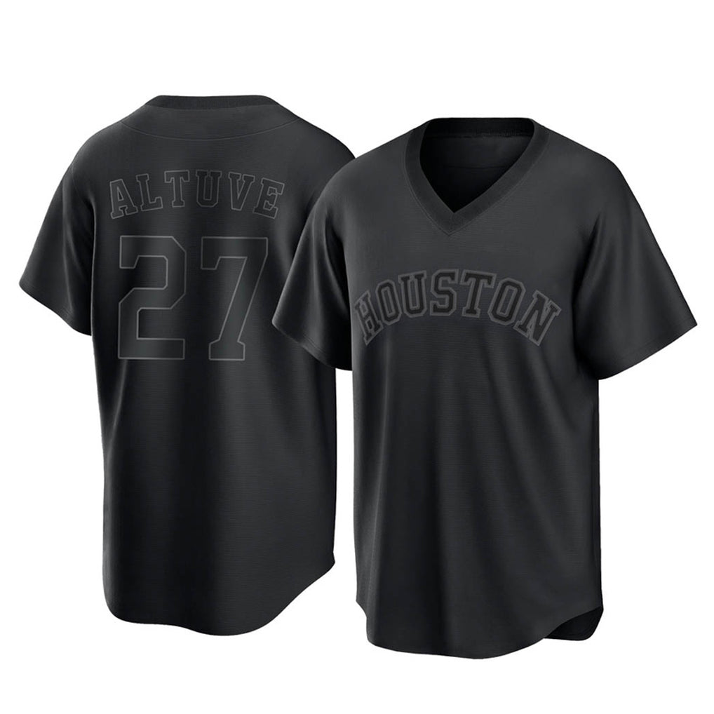 H.Astros #27 Jose Altuve Player Black Fashion T-shirt Home Game Edoa Stitched Jerseys
