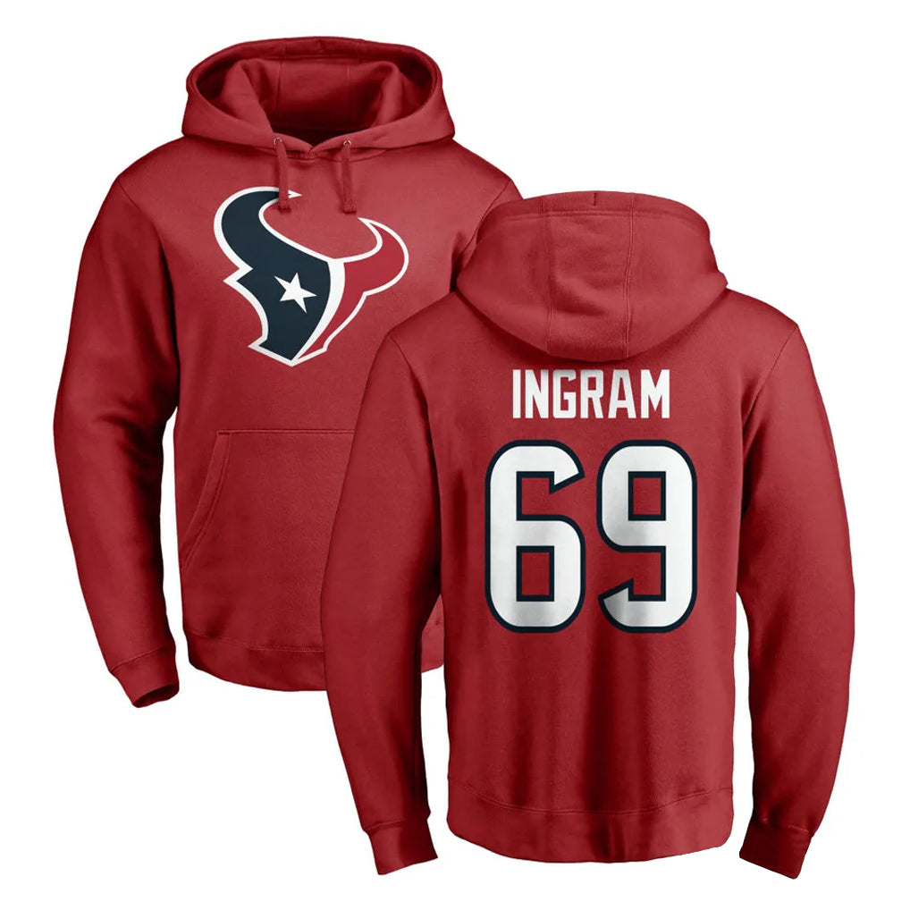 H.Texans #69 Ed Ingram Player Red Pro Line Pullover Hoodie Limited Game Edoa Stitched Jerseys