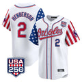 B.Orioles #2 Gunnar Henderson Player White USA 250 Independence Day Vapor Premier Home Game Edoa Stitched Jerseys