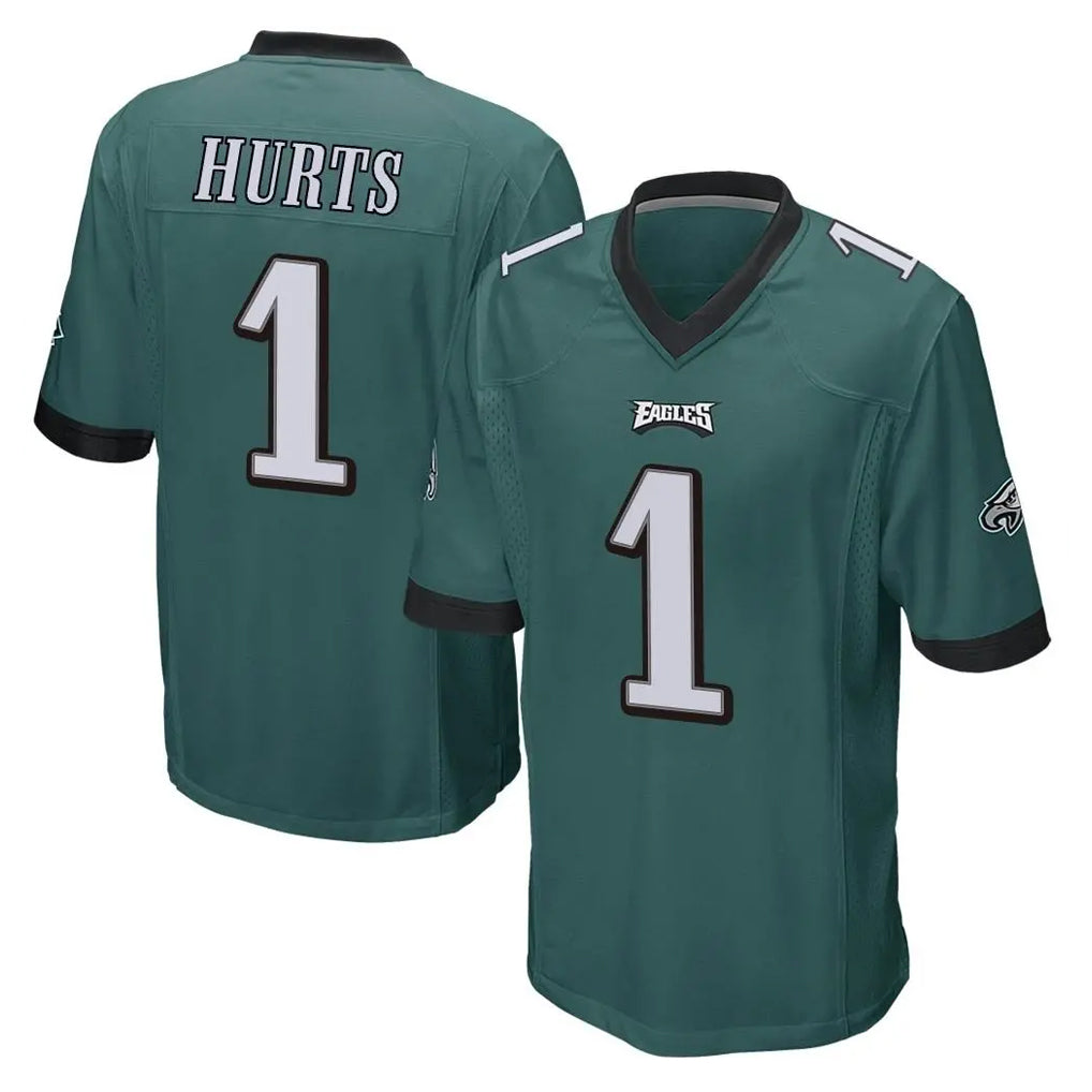 P.Eagles #1 Jalen Hurts Player Team Color Green Home Game Edoa Stitched Jerseys
