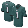 P.Eagles #1 Jalen Hurts Player Team Color Green Home Game Edoa Stitched Jerseys