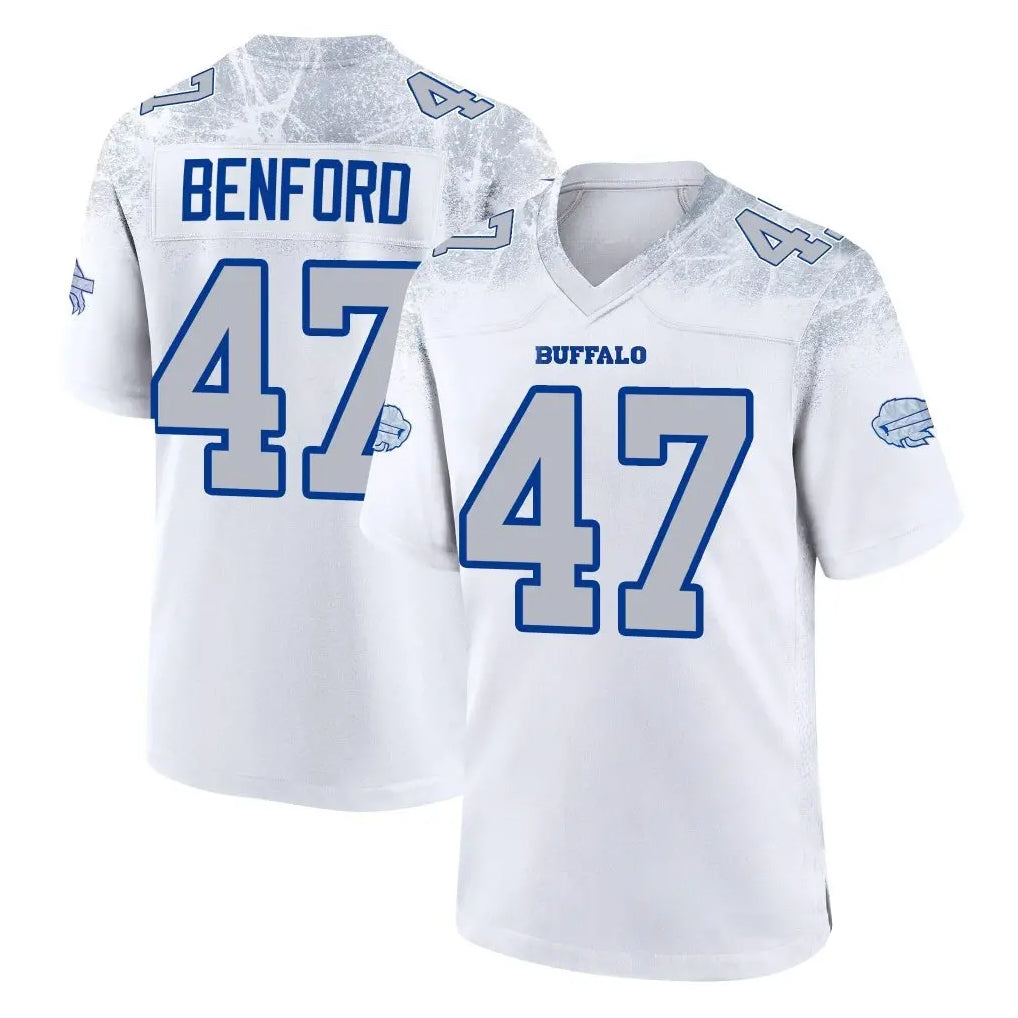 B.Bills #47 Christian Benford Player White Rivalries Collection Limited Edoa Stitched Jerseys