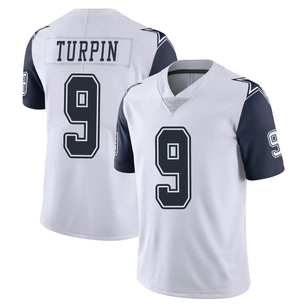 D.Cowboys #9 KaVontae Turpin Player White-Navy Limited Color Rush Vapor Untouchable Home Game Edoa Stitched Jerseys