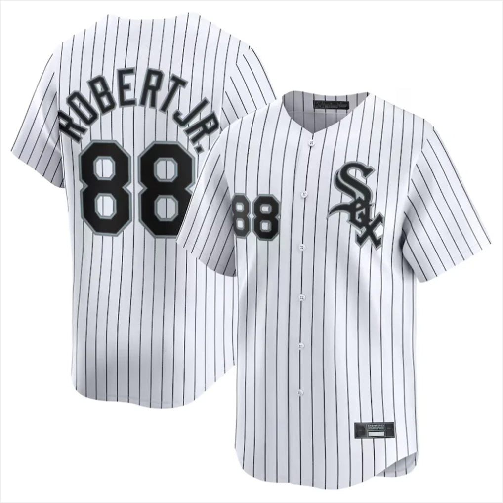 C.White Sox #88 Luis Robert Jr Player White Stripe Limited Home Edoa Stitched Jerseys