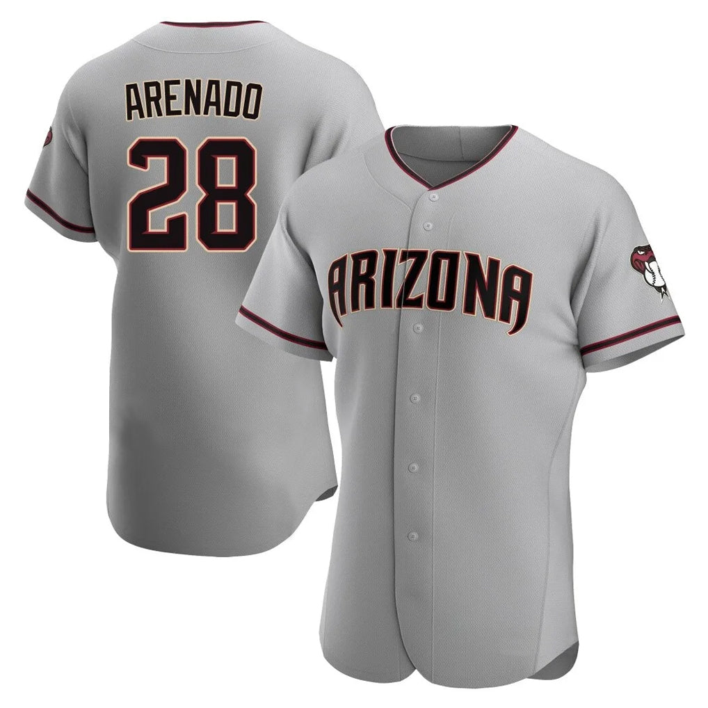 A.Diamondbacks #28 Nolan Arenado Player Gray Road Limited Elite Home Game Edoa Stitched Jerseys