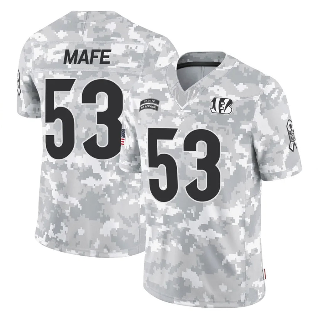 C.Bengals #53 Boye Mafe Player Arctic Camo Salute to Service Limited Edoa Stitched Jerseys