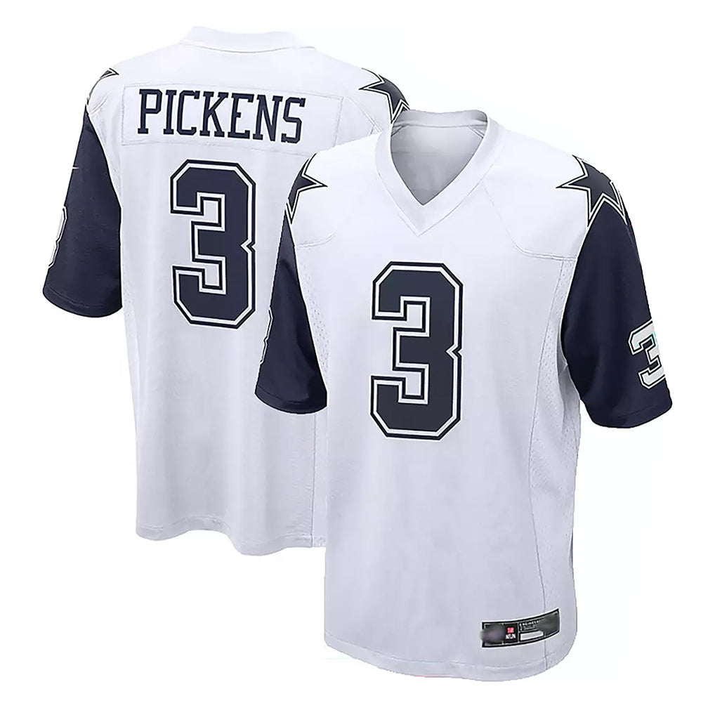 D.Cowboys #3 George Pickens Player White-Navy Home Game Edoa Stitched Jerseys