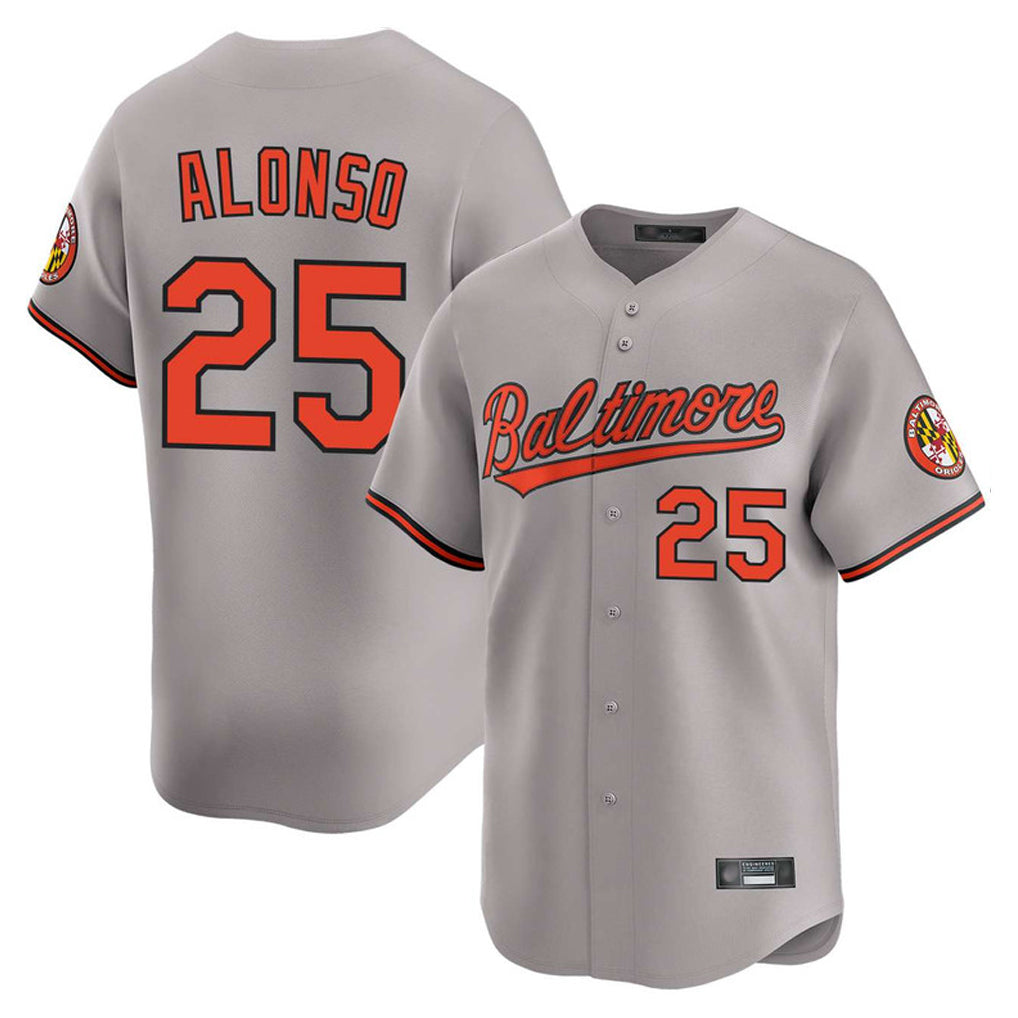 B.Orioles #25 Pete Alonso Player Gray Limited Home Game Edoa Stitched Jerseys