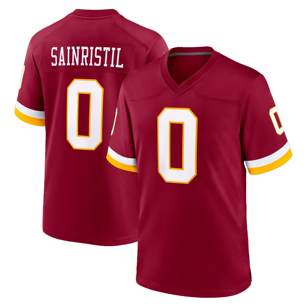 W.Commanders #0 Mike Sainristil Player Burgundy Game Home Edoa Stitched Jerseys