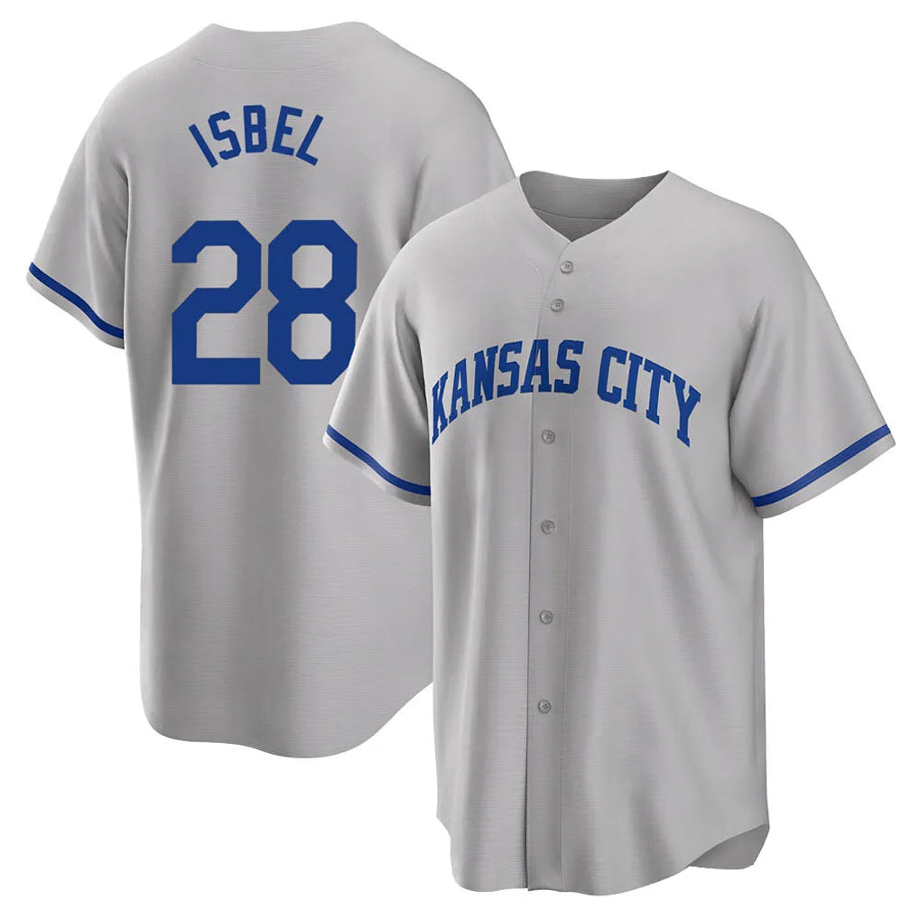 KC.Royals #28 Kyle Isbel Player Gray Game Home Edoa Stitched Jerseys
