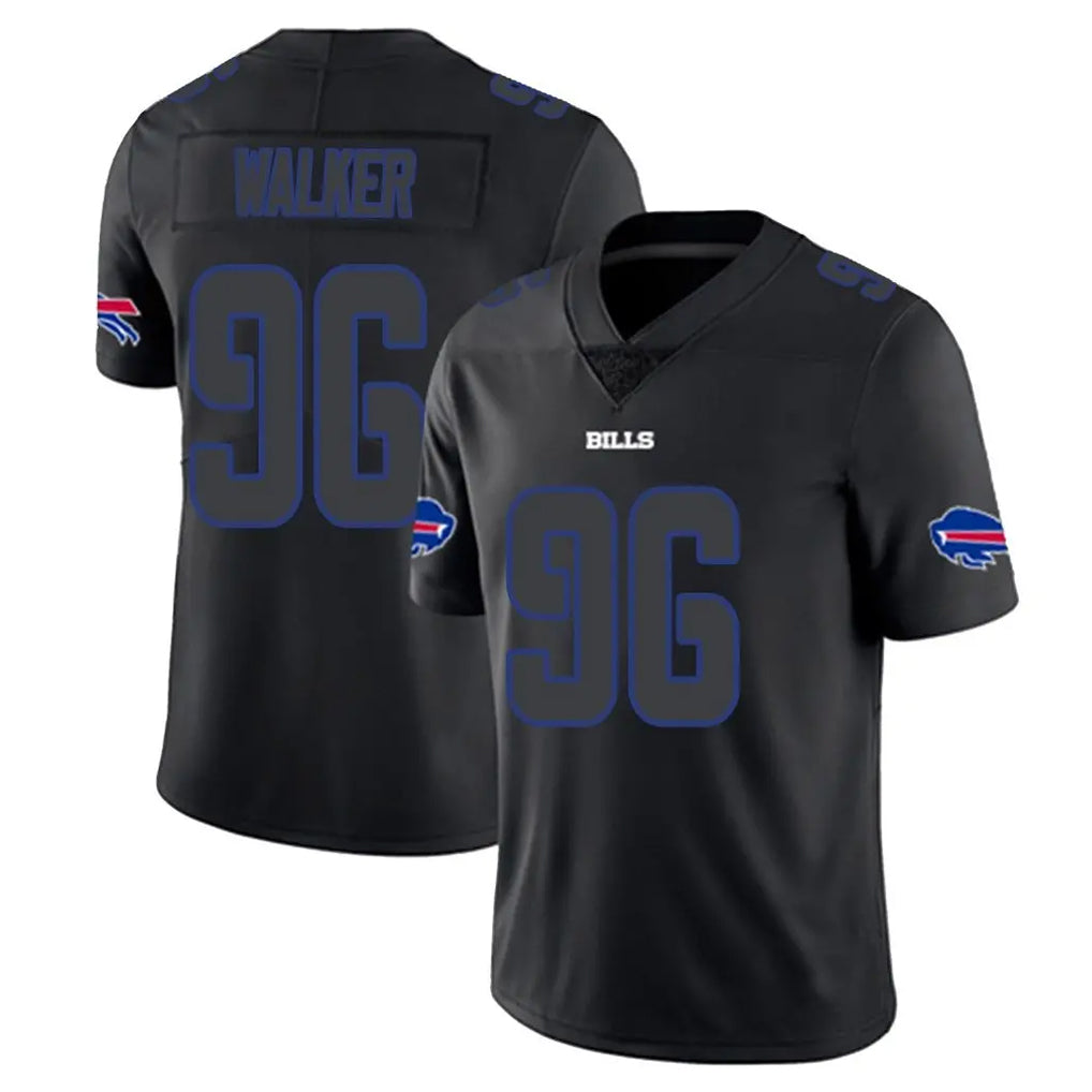 B.Bills #96 Deone Walker Player Black Impact Limited Home Game Edoa Stitched Jerseys